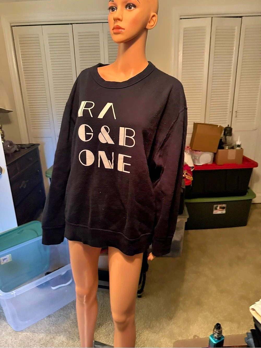 rag & bone Graphic Crewneck Sweatshirt Black Like New